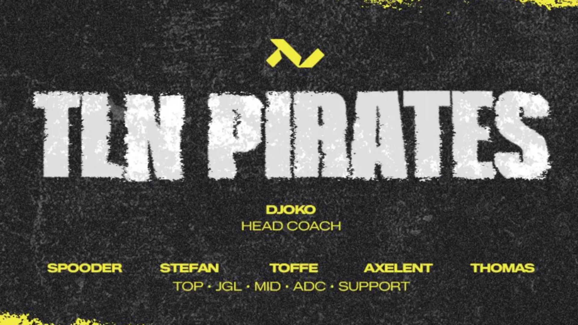 TLN Pirates roster announcement graphic listing Thomas as support